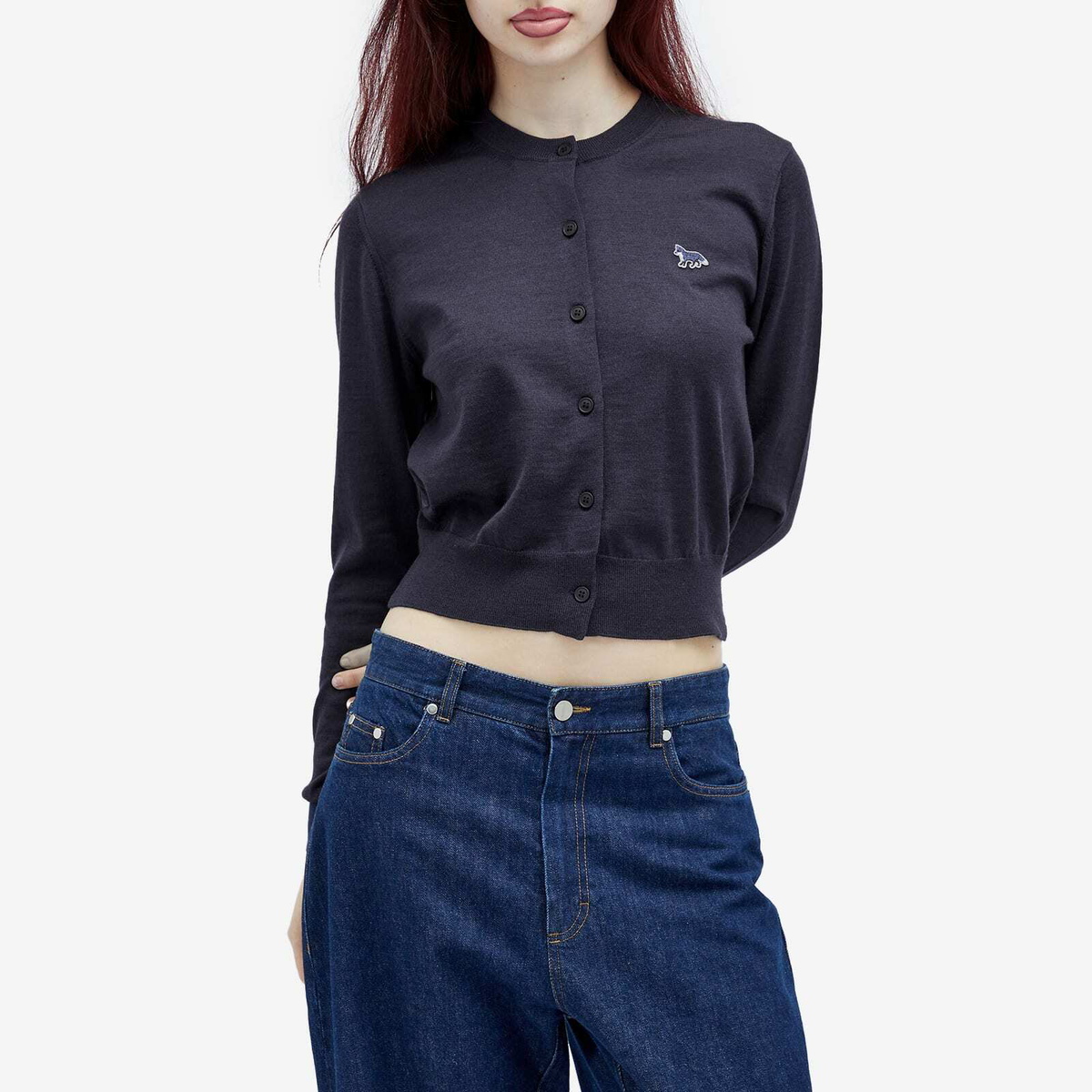 MAISON KITSUNÉ ネイビー カーディガン L Maison Kitsuné Women