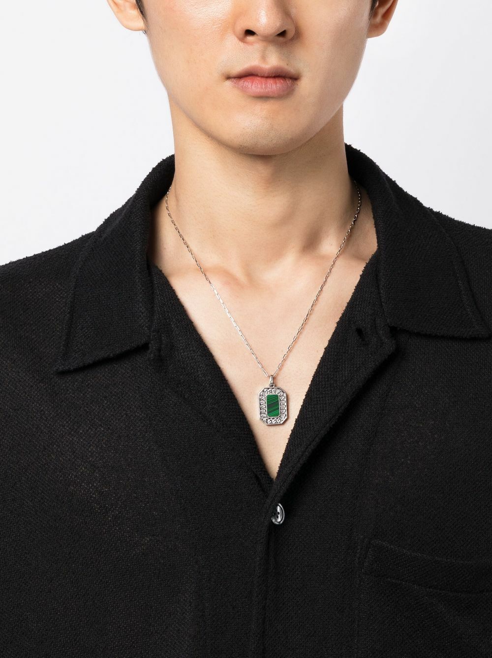 SHAY 18K White Gold Malachite Necklace