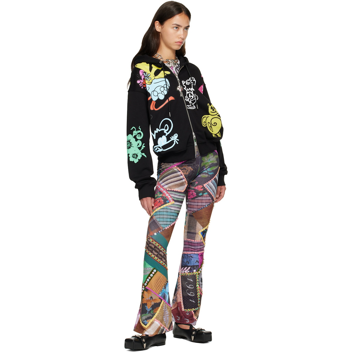 Chopova Lowena Black 'Friends of CL' Zip Hoodie