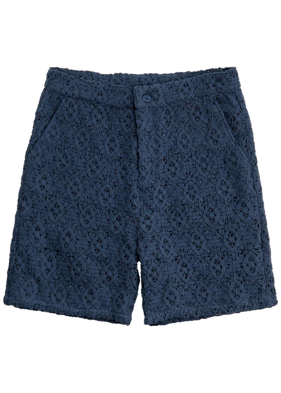 Daily Paper Shield Crochet-lace Shorts Blue