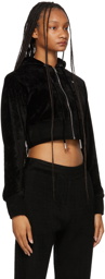 Givenchy Black Velvet Cropped Hoodie