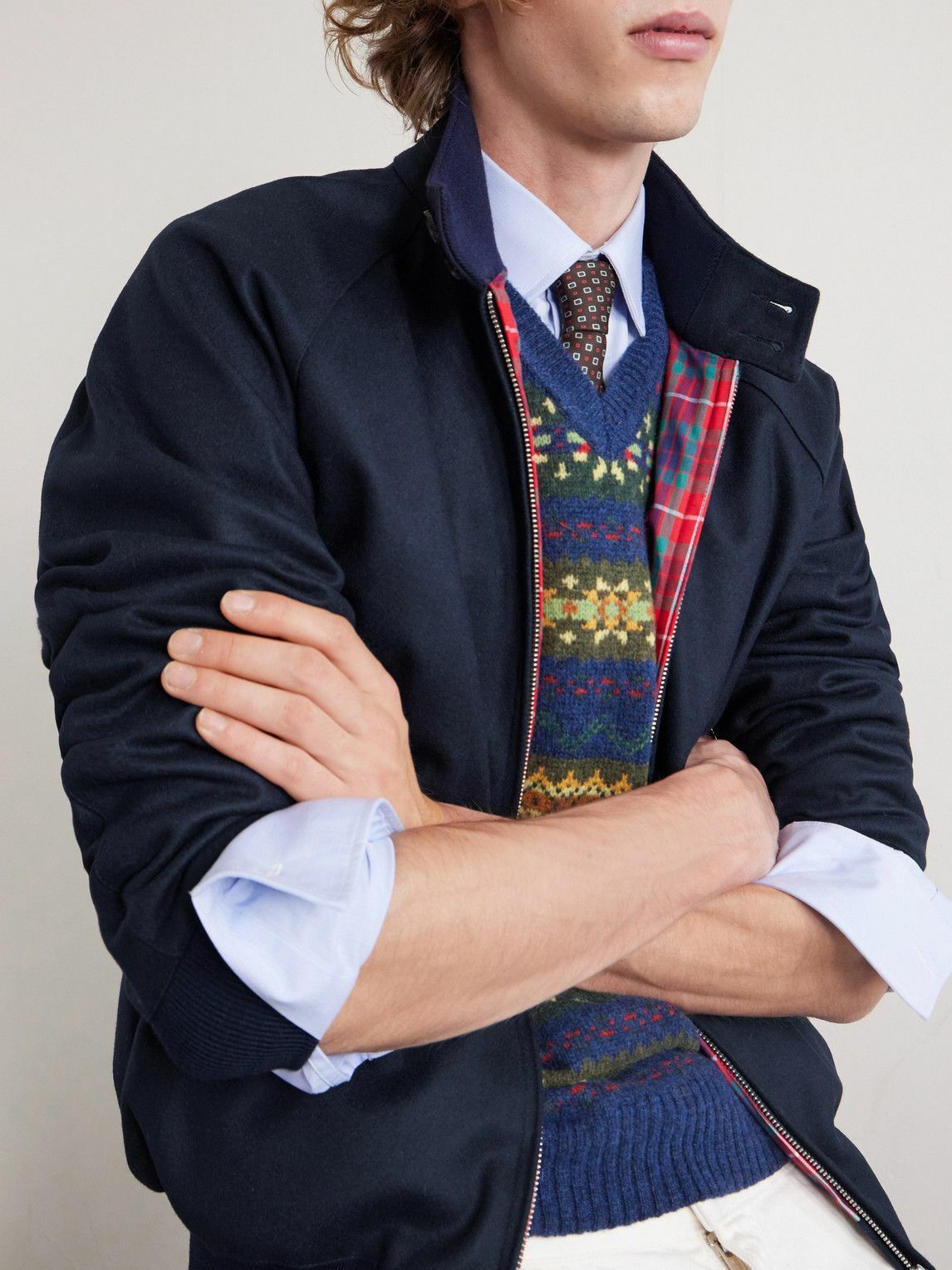 Baracuta - G9 Melton Virgin Wool-Blend Harrington Jacket - Blue