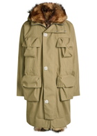 Simone Rocha Faux Fur-trimmed Cotton-blend Parka Coat Stone