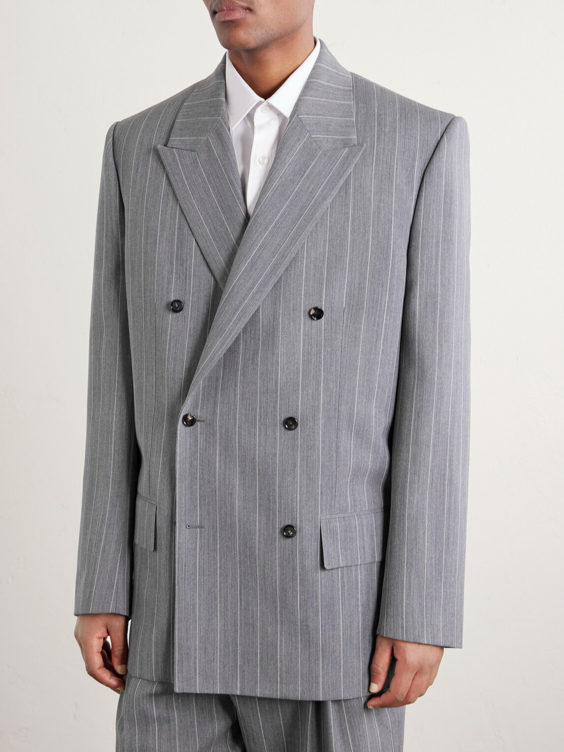 Bottega Veneta - Pinstriped Wool Blazer - Gray