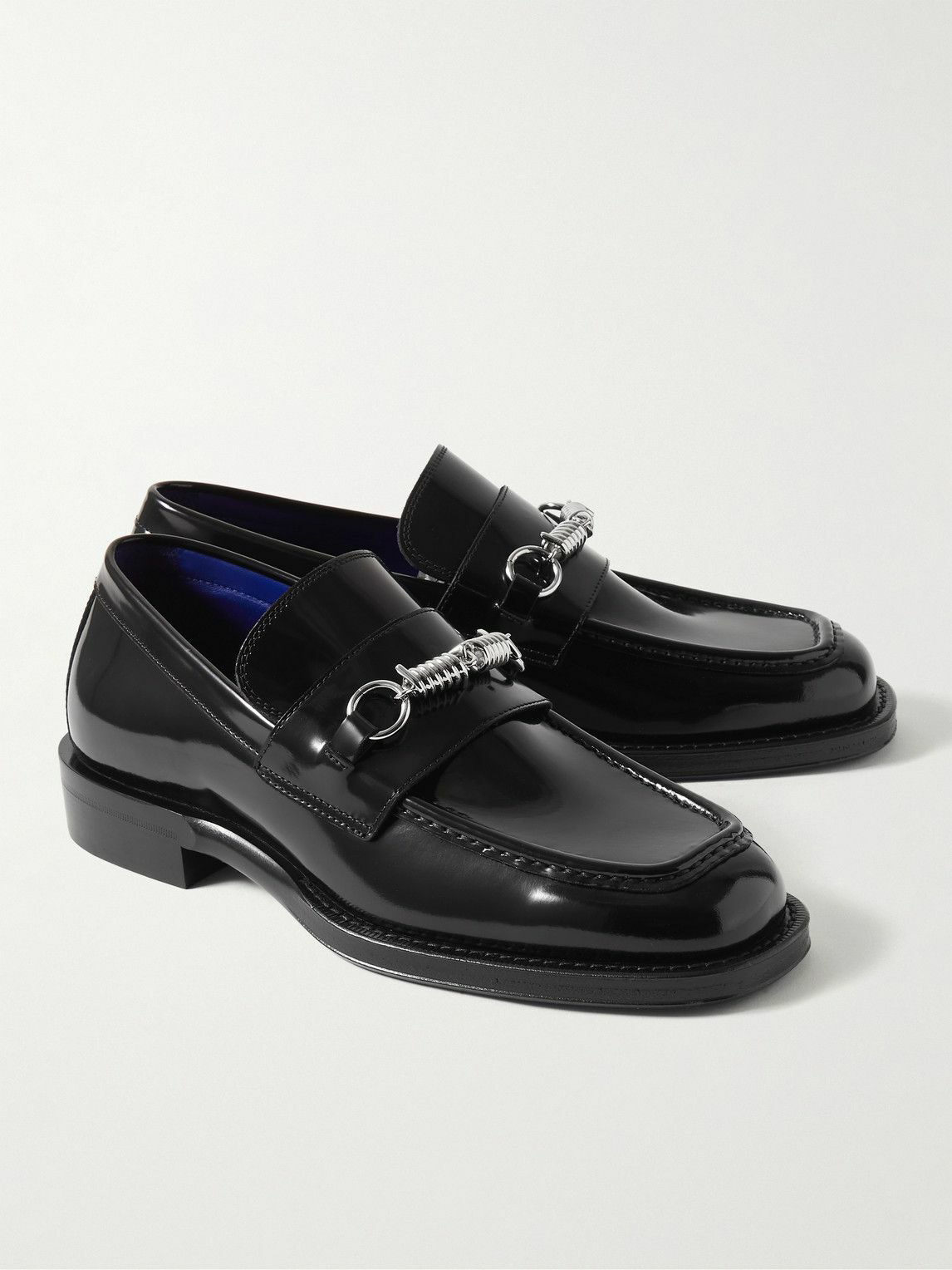 Burberry - Embellished Glossed-Leather Loafers - Black Burberry