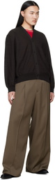 ssstein Brown Slub Cotton Knit Cardigan