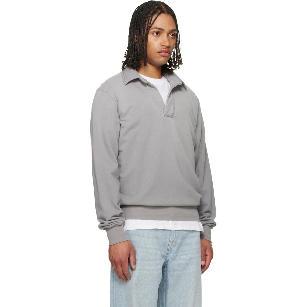 Les Tien Gray French Terry Banded Polo