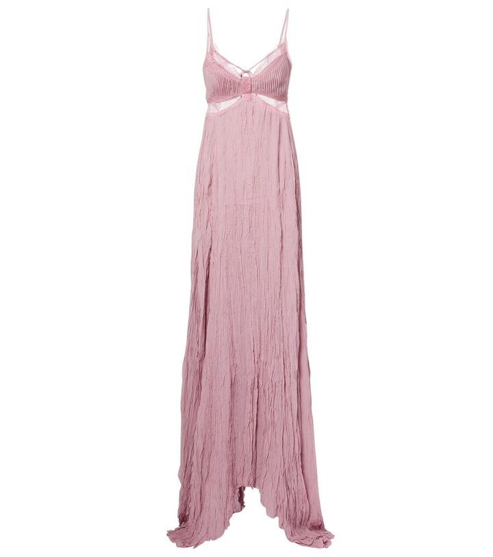 Photo: Blumarine Lace-trimmed plissé georgette gown