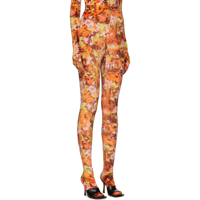 Richard Quinn Orange Floral Leggings