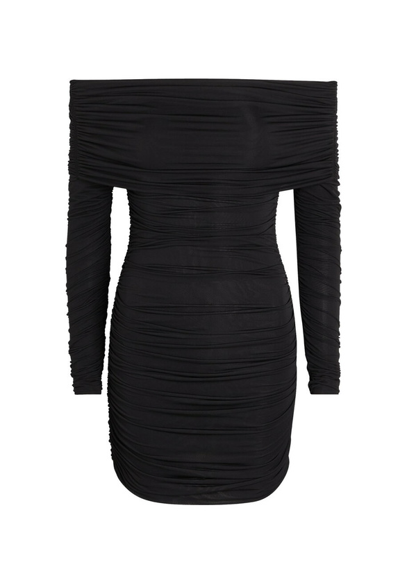 Photo: Ronny Kobo Kya Off-the-shoulder Stretch-mesh Mini Dress Black