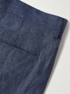 Canali - Slim-Fit Pleated Slub Linen Trousers - Blue