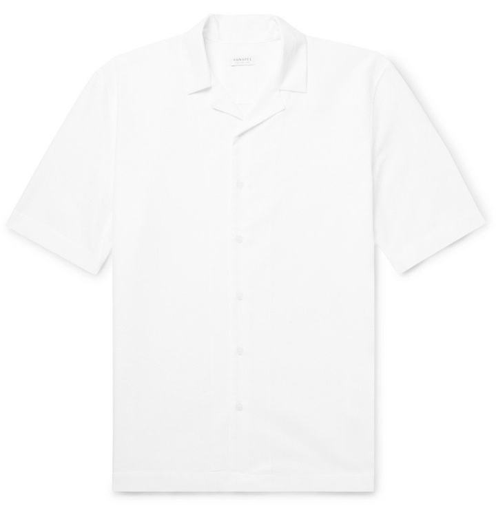 Photo: Sunspel - Camp-Collar Textured-Cotton Shirt - White