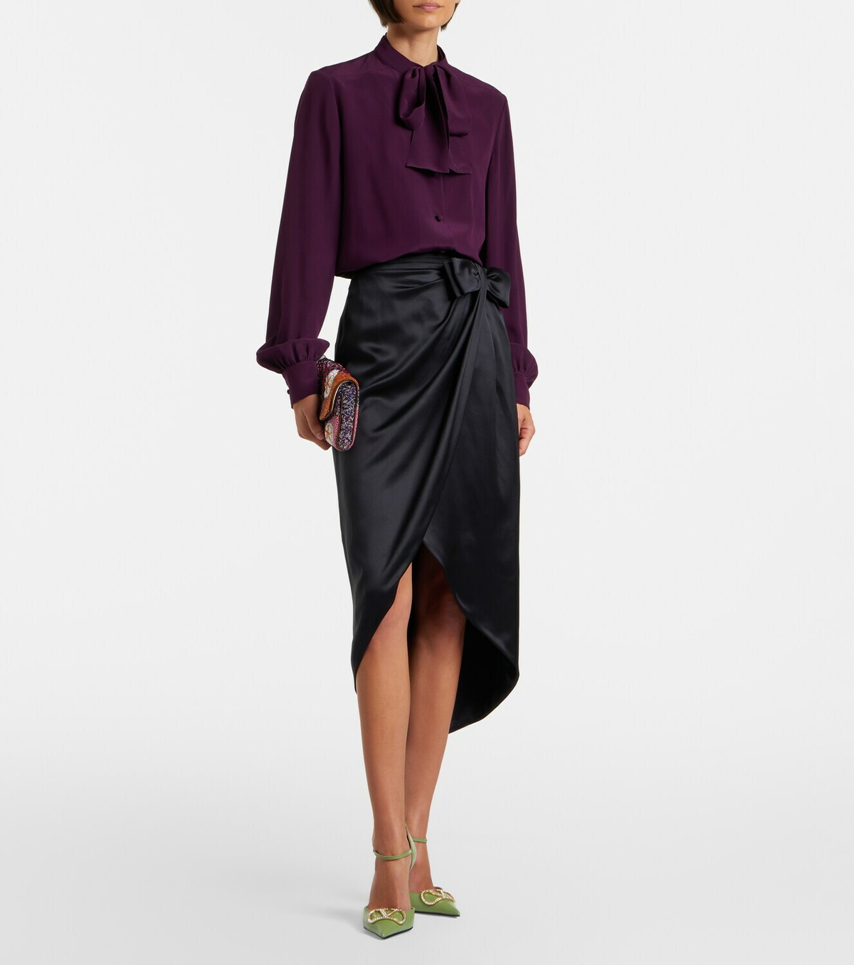 Valentino Garavani D'Orsay VLogo embellished leather pumps