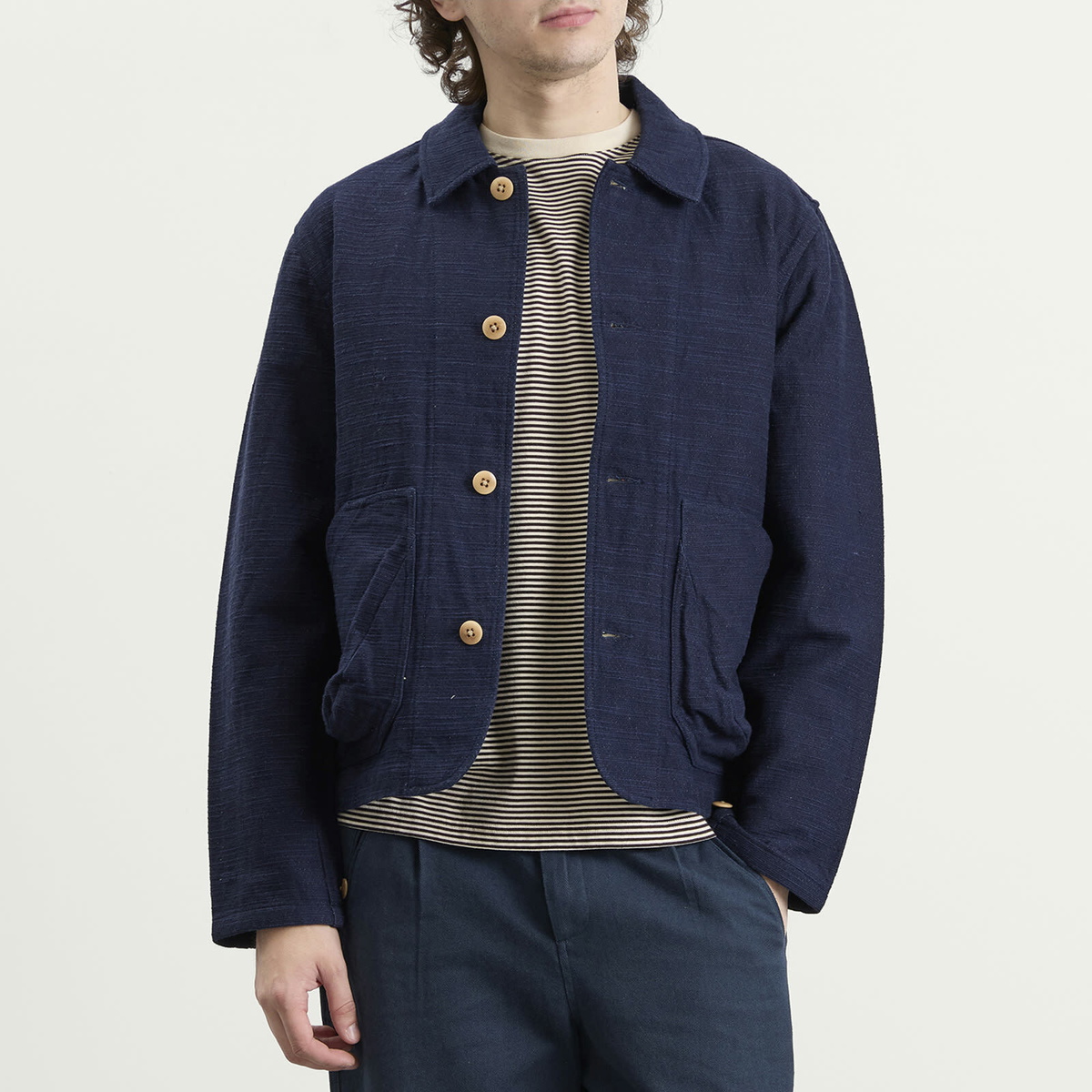 Folk Men's Prism Jacket in Indigo Texture