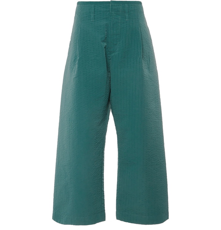 Photo: Craig Green - Cropped Wide-Leg Seersucker Trousers - Blue