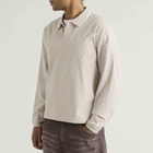 Dime Men's Jacquard Long Sleeve Polo in Beige