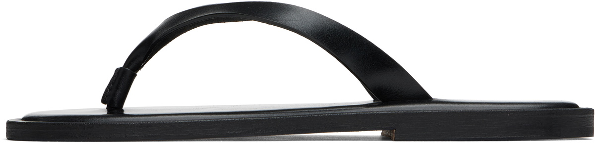 AURALEE Black Leather Tong Flip-Flops