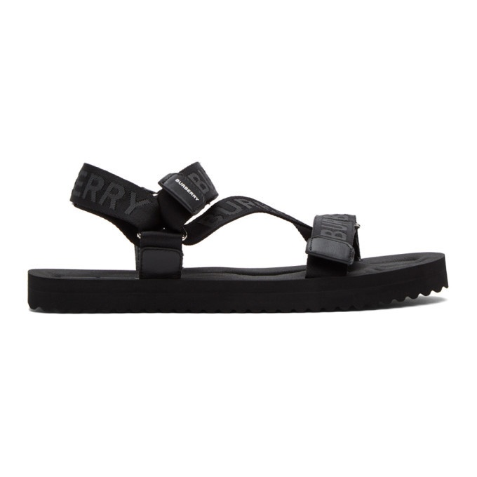 Photo: Burberry Black Jacquard Logo Sandals