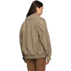 Stella McCartney Beige Vegan Suede Plush-Trimmed Jacket
