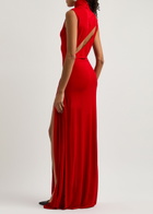 Casablanca Draped Cut-out Stretch-jersey Gown Red