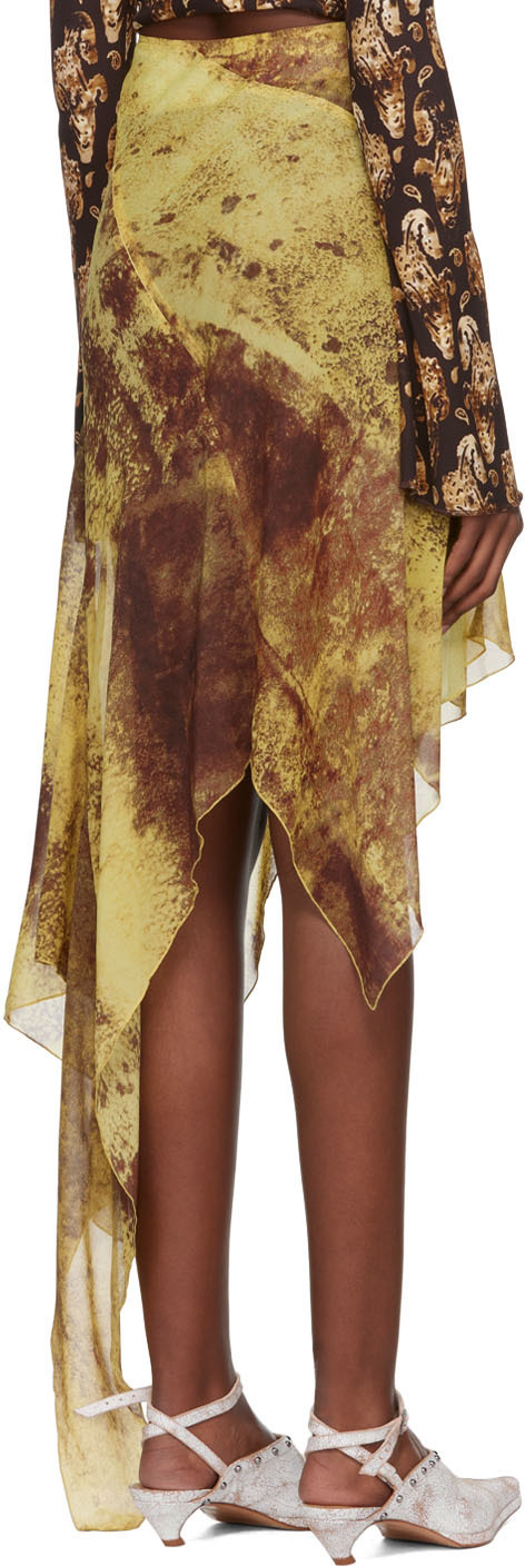 KNWLS Yellow Asymmetric Midi Skirt