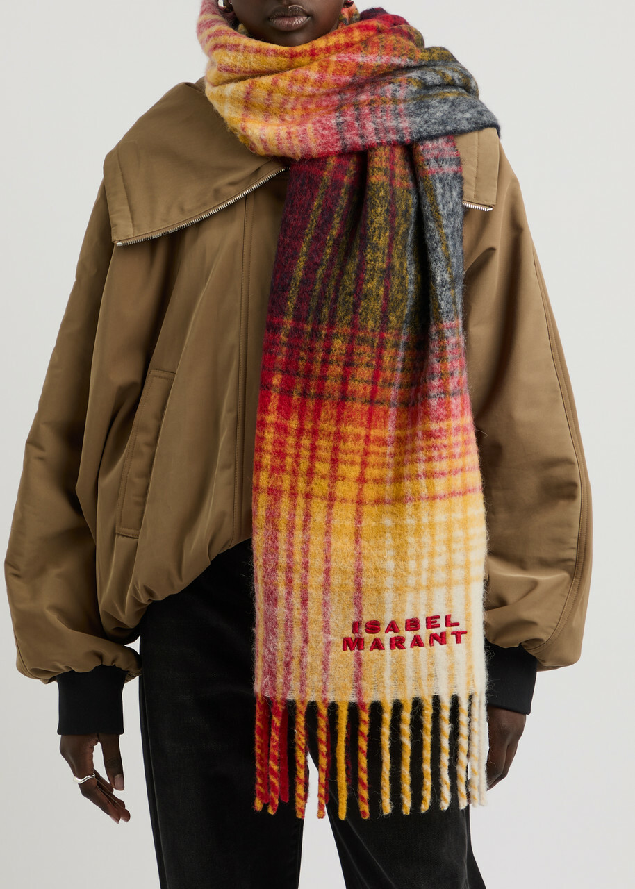 Isabel Marant Firny Checked Alpaca-blend Scarf - Red - One Size