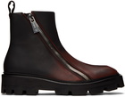 GmbH Black & Burgundy Double Zip Combat Boots