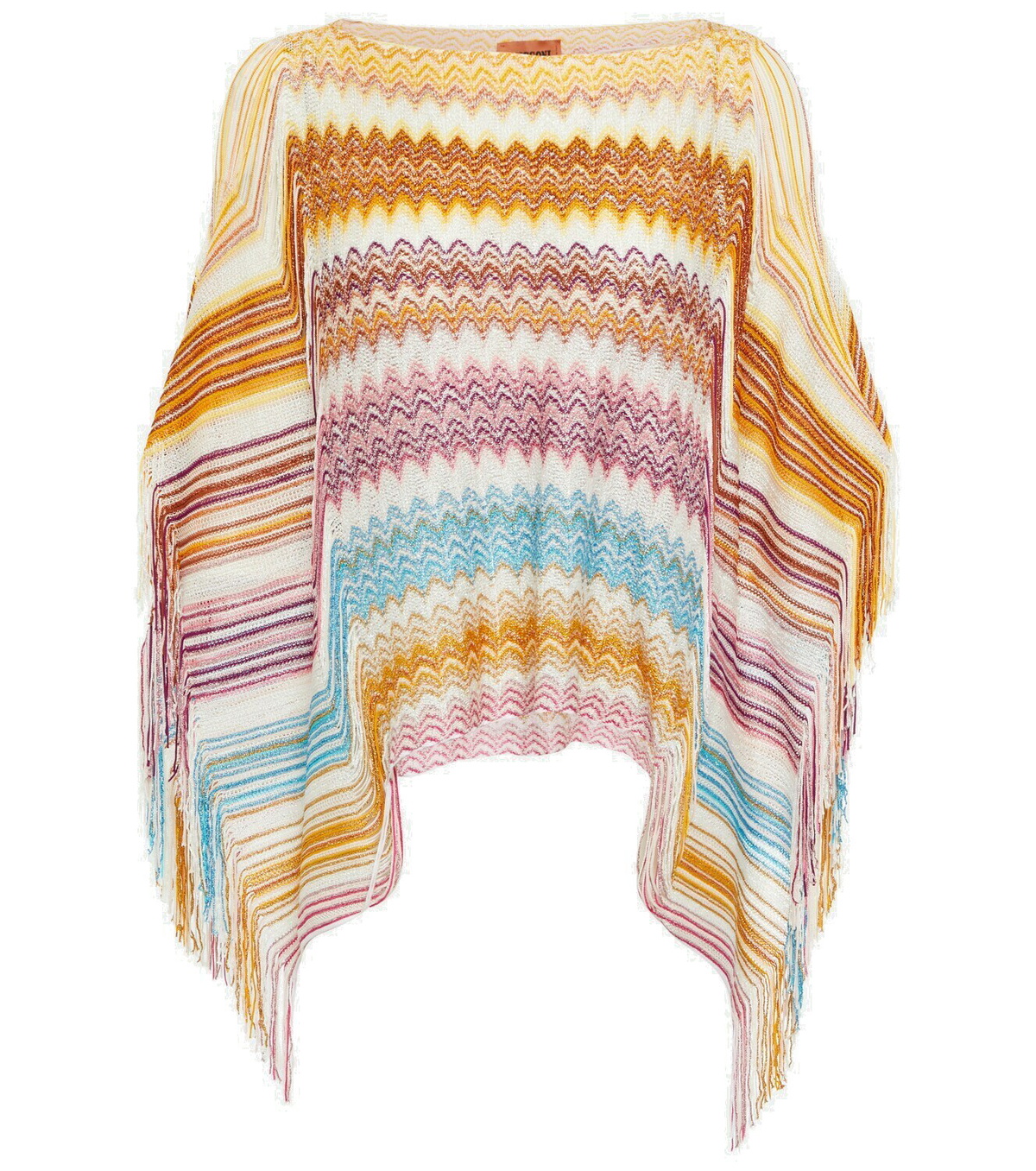 Missoni Knitted Poncho With Iconic Zig Zag Pattern- Blue Multi main image 1
