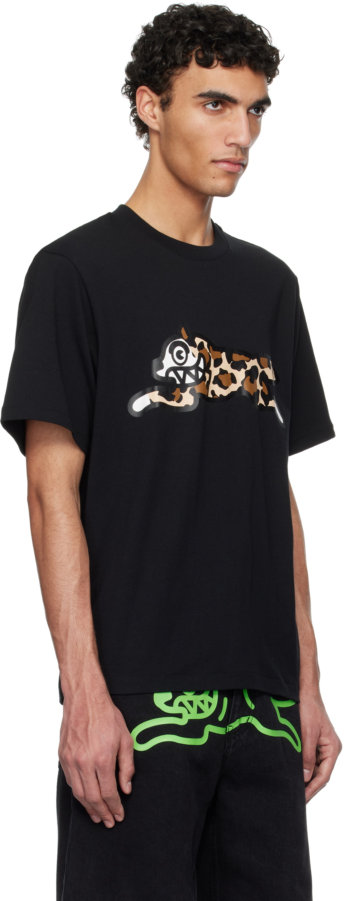 ICECREAM Black Running Dog T-shirt ICECREAM