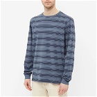 Albam Men's Long Sleeve Overdyed Stripe T-Shirt in Grey