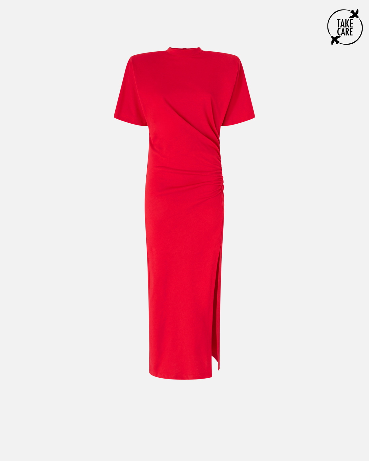 Pinko Long T Shirt Dress With Padded Shoulders Salsa Red Pinko