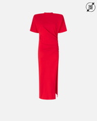 Pinko Long T Shirt Dress With Padded Shoulders Salsa Red