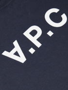 A.P.C. - Logo-Flocked Cotton-Jersey T-Shirt - Blue