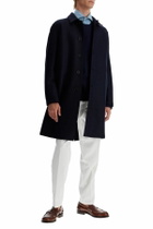 HARRIS WHARF LONDON single-breasted pressed wool coat Blue