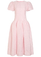 Sister Jane Ray Ripples Floral-jacquard Cloqué Midi Dress Pink