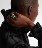 Yeprem 18kt white gold (750/1000) ring with diamonds and emerald