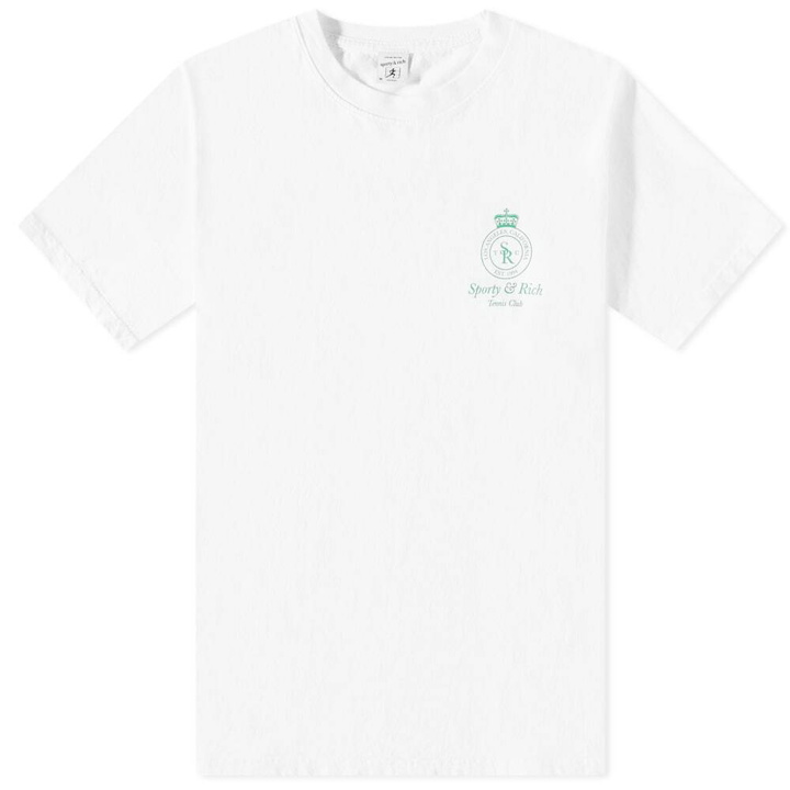 Photo: Sporty & Rich Crown T-Shirt in White/Kelly Green