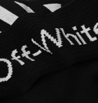 Off-White - Ribbed Logo-Intarsia Stretch Cotton-Blend Socks - Black