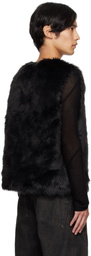 Andersson Bell Black Curved Placket Reversible Faux-Fur Vest