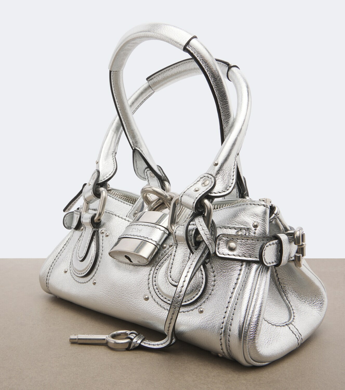 Chloé Paddington Small metallic leather shoulder bag