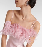 David Koma Feather-trimmed asymmetric dress