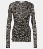 Saint Laurent Polka-dot ruched minidress