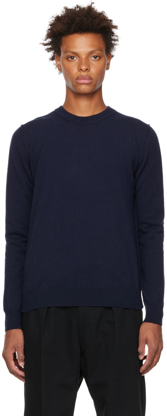 Maison Margiela Navy Ribbed Sweater Maison Margiela