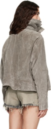 Rick Owens Gray Tower Biker Jumbo Stooges Leather Jacket