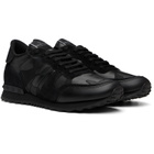 Valentino Garavani Black Camouflage Noir Rockrunner Sneakers