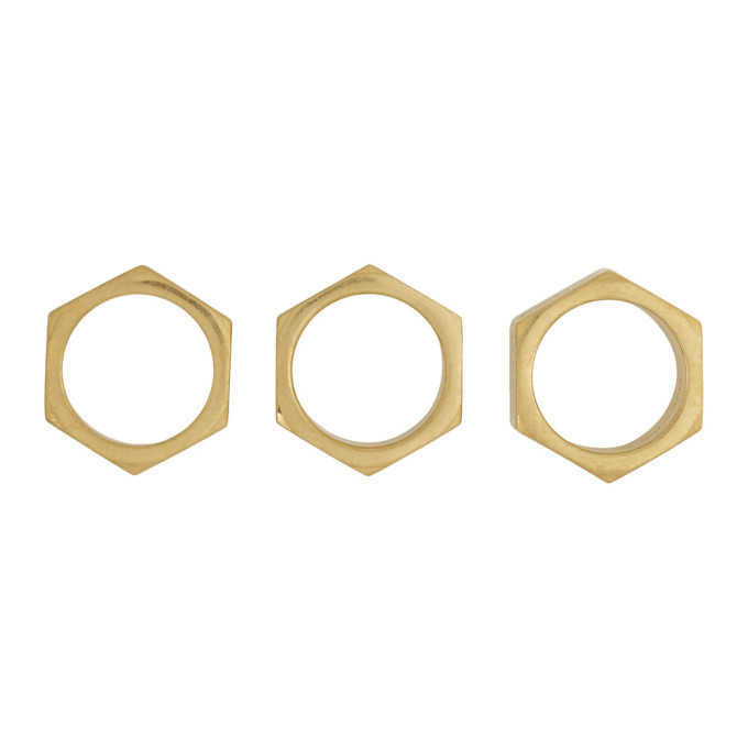 OffWhite Gold Hexnut Ring Set OffWhite