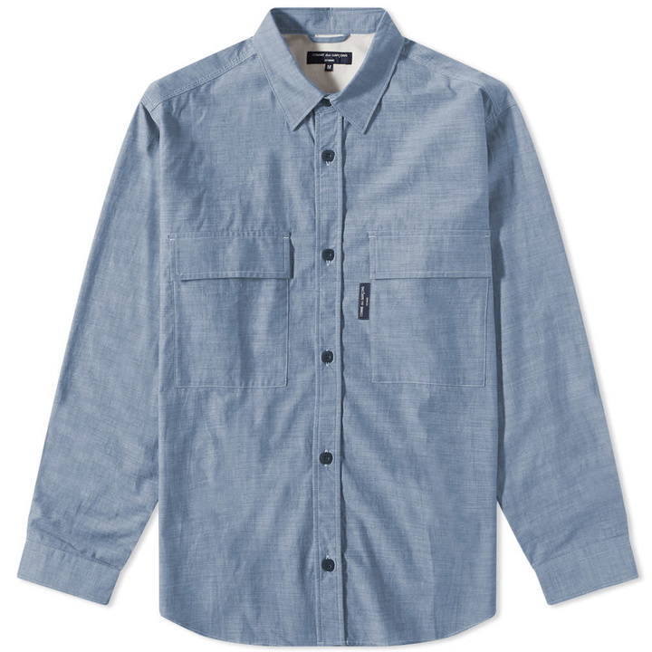 Photo: Comme des Garçons Homme Back Logo Flannel Overshirt