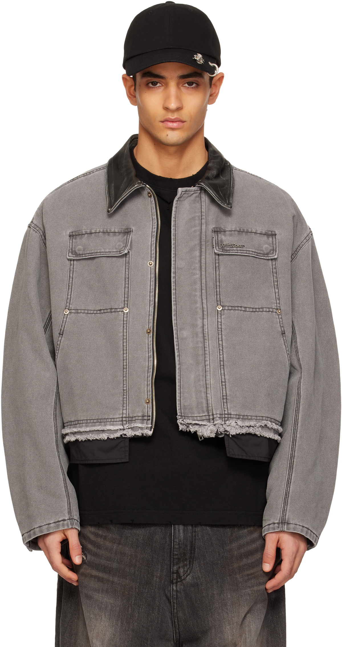 We11done Gray Cut-Out Work Jacket