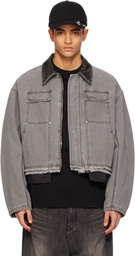 We11done Gray Cut-Out Work Jacket