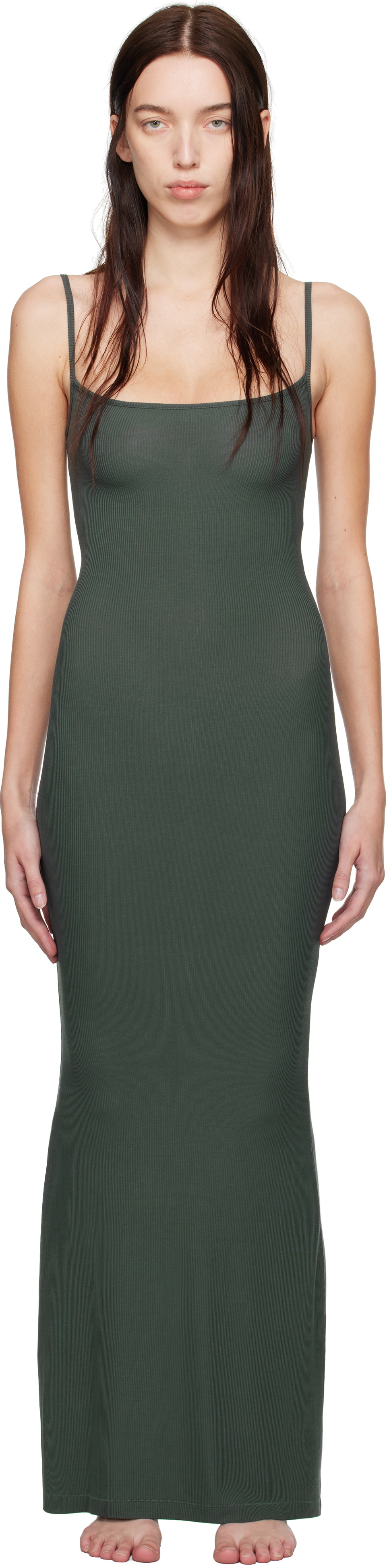 SKIMS Khaki Soft Lounge Long Slip Dress SKIMS